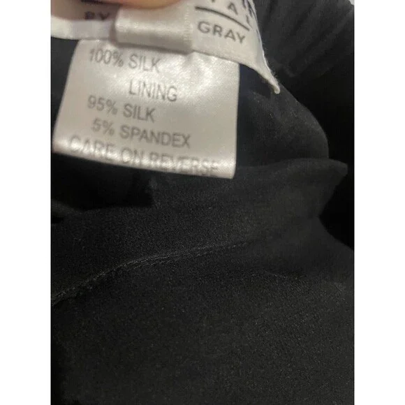 St. John Evening Women’s Santana Knit Silk Ruffle 2pc Pant Suit size 14 Black - Picture 6 of 11